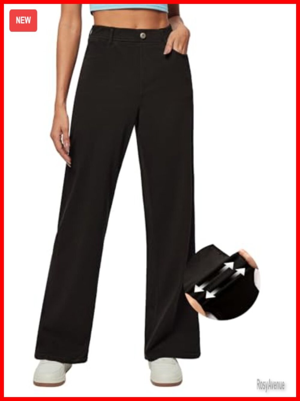 Ultra Stretchy Cotton-Polyester-Spandex Wide Leg Pull On Jeans High Waisted